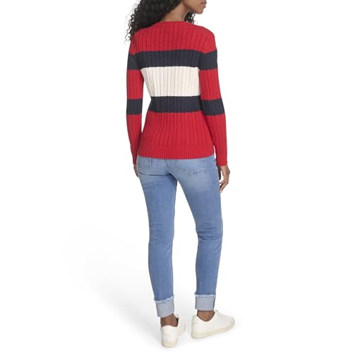 Image of Tommy Hilfiger Women's Cotton Crewneck Cable Sweater