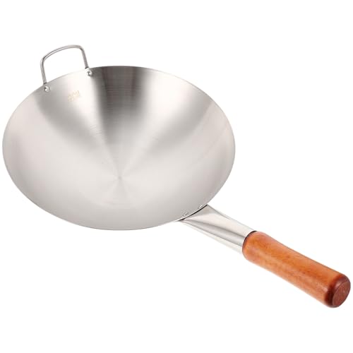 Wok de acero inoxidable con mango único STOBAZA miniatura 1