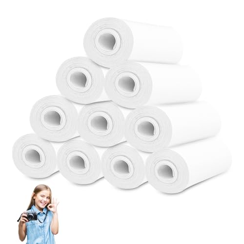 Lectorias 10 rollos papel termico camara infantil, Papel Datáfono de Alta Durabilidad, impresora termica rollo, para tpv, ticket impresoras, Resistente al Agua, al Aceite y a los Arañazos