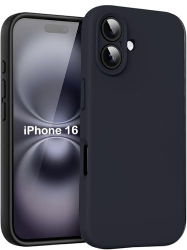 Image of mobistyle Designed for iPhone 16 Plus Soft Liquid Silicone Slim Protective with Microfiber Lining Phone Back Cover Case for iPhone 16 Plus (Black)