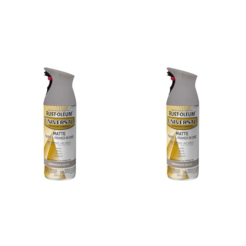 Image of Rust-Oleum 376724 Universal All Surface Spray Paint, 12 oz, Matte Farmhouse Greige (Pack of 2)