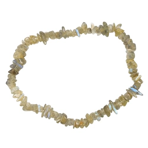 Image of Certified Labradorite Bracelet for Women Men with Healing Crystal and Reiki Stone - Beautiful Gemstone Beaded Bracelet for Balance, Harmony & Positive Energy (Chips Stone Beads)