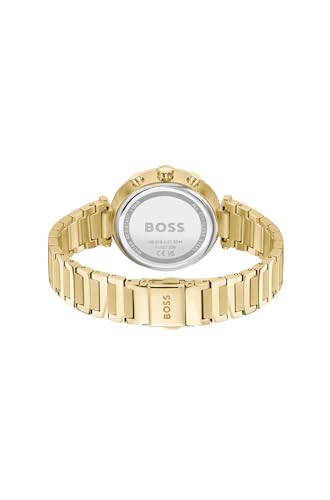 Image of BOSS Majesty Sport Qtz Multifunction Silver White Round Dial Women's Watch|Ionic Plated Thin Gold Steel Material|Gold Color Band - 1502775