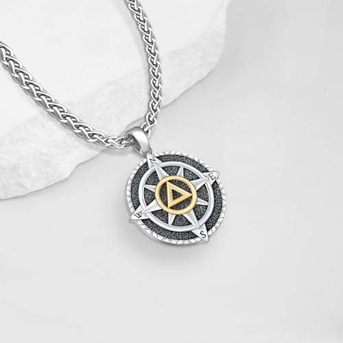 TYSO AA Sobriety Necklace for Men 925 Sterling Silver Compass Necklace AA Coins Medallions Pendant Alcoholics Anonymous Gifts Jewelry for Men3