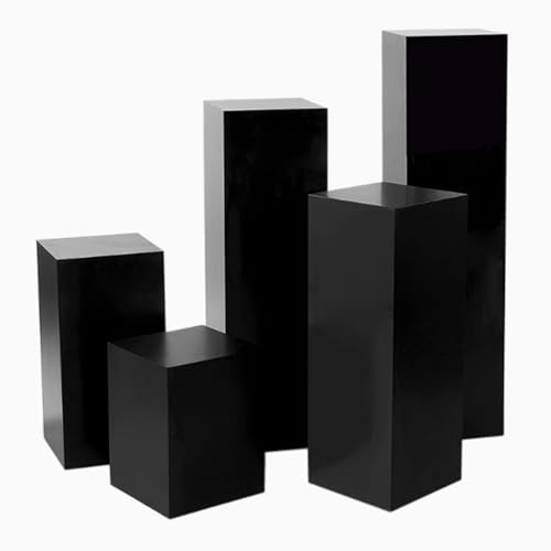 Boîtes décoratives empilables et colonne carrée noire 50 cm