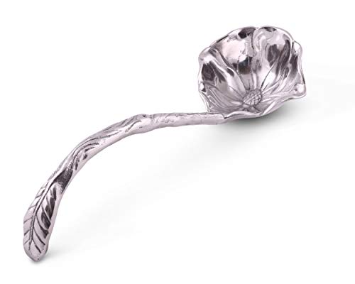 Arthur Court Aluminum Metal Magnolia Pattern Punch/Soup/Serving Ladle Silver Spout 12.5 Inch Long #TOP1