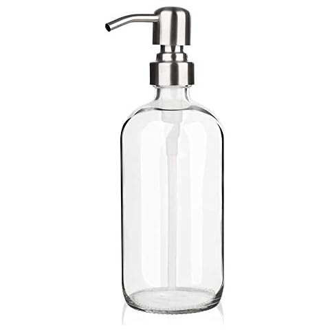 ARKTEK Glass Soap Dispenser - Clear Dish for Kitchen, Refillable Liquid Hand with Rust Proof Stainless Steel Pump Bathroom, Countertop (17 Ounce/ 500 ML) Cover