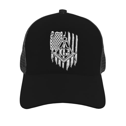 American Flag Freemason Masonic Mesh Baseball Cap - Classic Adjustable Peaked Cap, Trucker Hat for Men and Women2