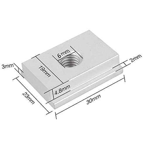Ericrise 6 Stück T-Nutmutter M6, T-Track Slider Gleitmuttern M6 T-Schiene aus Aluminiumlegierung Schlitzbefestigung für Schrauben für Holzbearbeitungswerkzeug, 30 x 23 x 7,8 mm