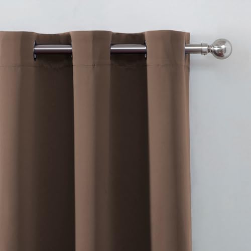 Image of LEMOMO Blackout Curtains 66 x 54 Inch Long Chocolate Curtains Set of 2 Panels Room Darkening Curtains for Bedroom and Living Room