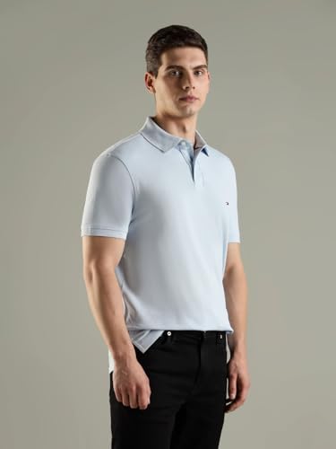 Image of Tommy Hilfiger Solid Regular Fit Cotton Polo T-Shirt