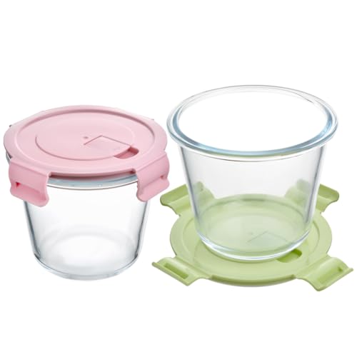 PLECUPE 710ML Glasbehälter Mit Deckel, Vorratsdosen-Set aus Glas für Lebensmittel, Glas Suppe Behälter, Meal prep boxen, Vorratsdosen, Mikrowellen & Gefrierschrankgeeignet, BPA-Freie (2-ER)