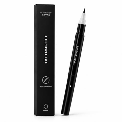Semi-permanenter Tattoostift 3 0 ml für 2-Wochen-Tattoos - Forever Never | Temporäre Tattoos für Erwachsene - Hält bis zu 2 Wochen | vegan wasserfest EU-zertifiziert (Black)