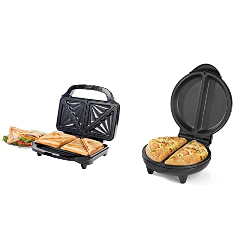 Image of Salter EK2017S Electric XL Deep Fill Sandwich Toaster Press & EK2716 Non-Stick Omelette Maker, 750 W, Dual Plates, Easy Clean, Cook with Little to No Oil, 2-3 Minute Heat-Up Time, Black