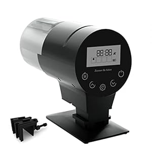 DONGKER Automatic Fish Feeder,210ML Fish Feeder Automatic Dispenser LCD Display with Moisture-Proof Cover for Aquarium Fish Tank