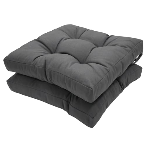 Viste tu hogar Pack 2 Cojines para Silla, 40x40x5 CM, Efecto Tridimensional, Relleno de 100% Poliéster, Ideal para Comedor, Terraza, Salón y Restaurante, Color Gris Oscuro, Fabricado en España