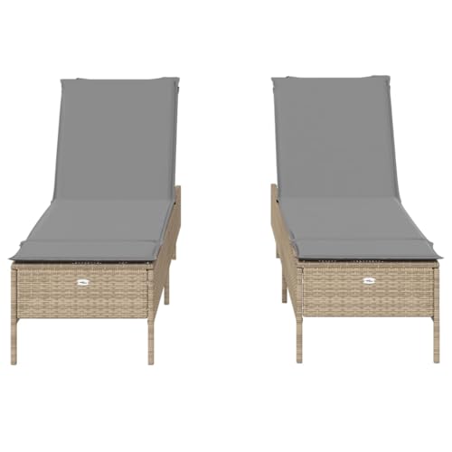 Chaise à dîner extérieur résine tressée beige avec coussins - 5