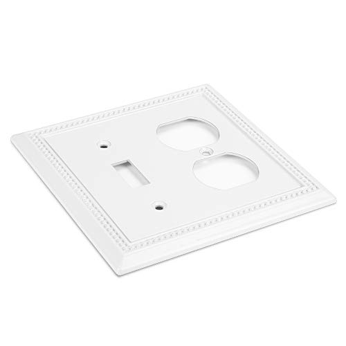 Image of Henne Bery Sunken Pearls Heavy Duty Decorative Wall Plate Switch Plate Outlet Cover (Toggle /Duplex, White)