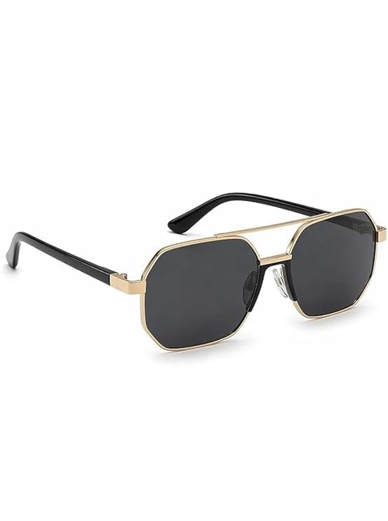 Dhurandar Movies Retro Aviator Sunglasses with Double Bridge, Gold & Black-picture-36