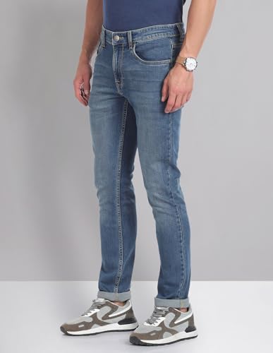 Image of Arvind AD Blue Mid Rise Skinny Fit Jeans