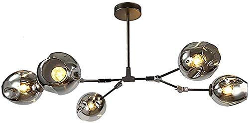 AMNOUR Chandelier E27 Nordic Glass Ball Chandelier Adjustable Height,Matte Black Sputnik Chandelier,E26 Metal Hand Blow Branches Pendant Light,79" Mid Century Globe Light Fixtures โ image 1
