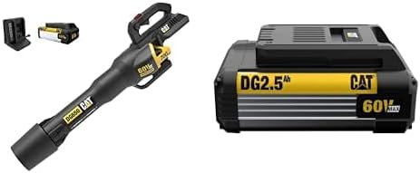 CAT DG650 60V 700 CFM 135 MPH Leaf Blower Cordless with Battery and Charger, DG6B25 60V 2.5Ah Lithium-ion Battery Bundle
