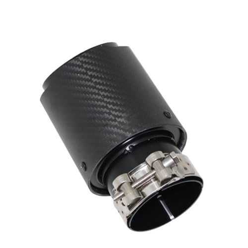 Silenciadores de coche Silenciador Universal de fibra carbono mate para coche, sistema escape con punta, boquilla recta acero inoxidable, color negro(63mm-114mm)