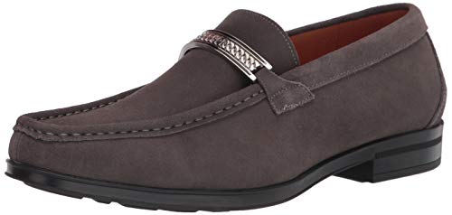 STACY ADAMS Men's Reginald Suede Slip On Loafer, Gray, 11