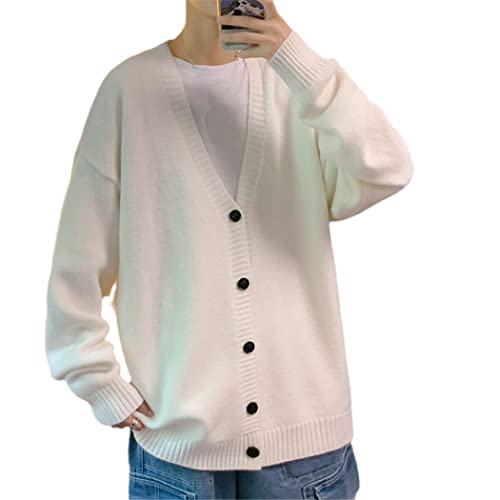 Men Cardigan Autumn Outwear Sweaters V-Neck Retro Japanese Trendy All-Match Casual Oversized Loose Sweater3