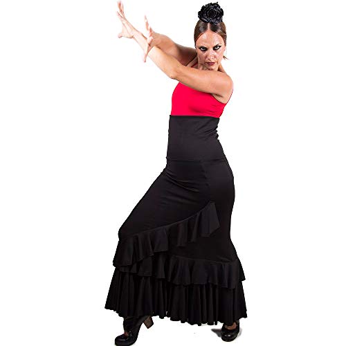 Jupe de flamenco noire femme Mod. Salon en taille L pour danse de salon
