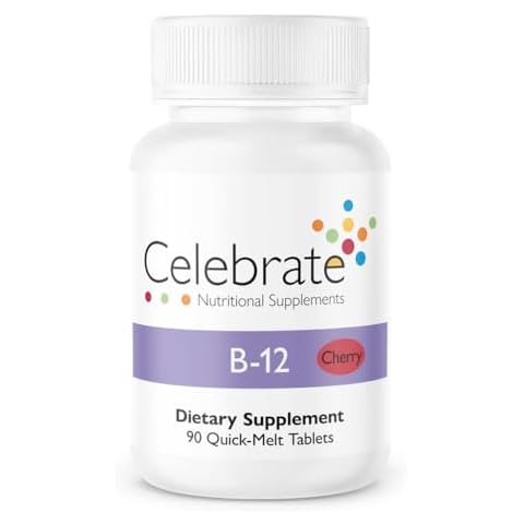 Celebrate Vitamins Vitamin B-12 Quick Melt Tablets, Cherry, 1000 mcg with Folic Acid, 90 Count Cover