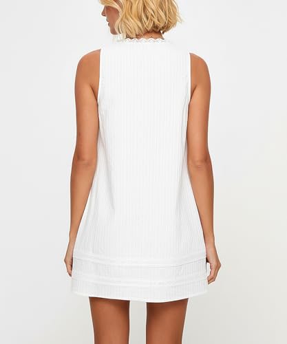 Robe trapèze sans manches à col carré et dentelle pour femme active - 4