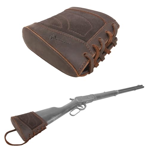 OXPANG Cowhide Leather Slip On Gun Recoil Pad, Rifle Shotgun Stock Reducing Sleeve (Coffee)