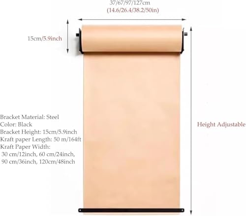 Dispensador de papel de carnicero negro de pared 97 cm largo 4