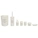 7-Piece Paris Bathroom Set (Beige), By Home Basics | Made From Plastic | Includes Tumbler, Toothbrush Holder, Soap Dish, Lotion Dispenser, Cotton Ball Holder, Toilet Brush Holder, and Wastebasket