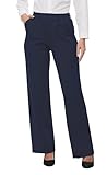 SOOWOT Women's Wide Leg Dress Trousers UK High Waist Stretch Pleated Casual Work Lounge Yoga Pants for Women with Pockets 29" Inseam Black M