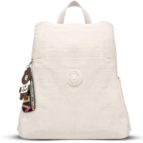 Sac à dos antivol femme imperméable en nylon bleu beige mediano