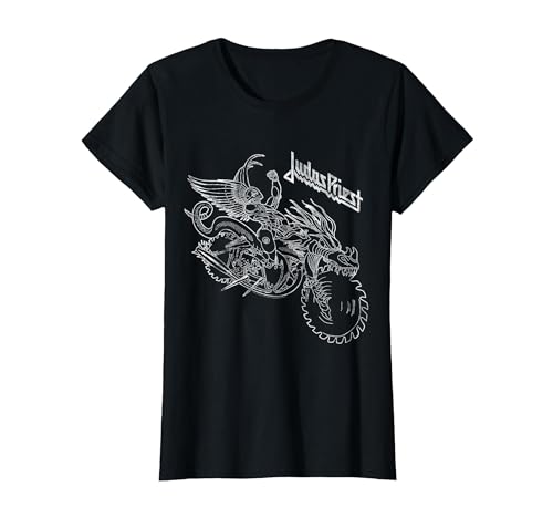 Judas Priest Pain Killer Wireframe Black T-Shirt, Women, Black, Small