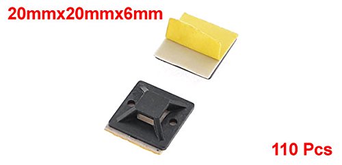 uxcell Self Adhesive Cable Tie Mount Base Holder 20 x 20 x 6mm 110 Pcs