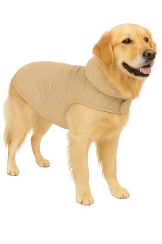 Flamingo Hundemantel – Bonnie – Beige – A: 55 cm | B: 40–48 cm | C: 68–74 cm – Premium Line – wasserabweisend, waschbar bei 30 °C, Klettverschluss, Plüschfutter