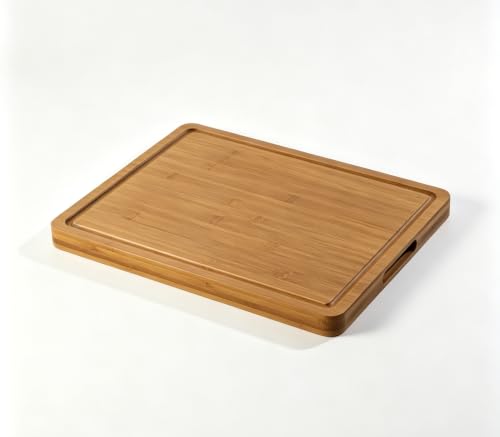 Image of THETCHRY Bamboo Cutting Boards for Kitchen, 1 inchThickened Cutting Board with Juice Groove, Large Butcher Block with Handle, Wood Charcuterie Chopping Board for Prep & Serving Tray, 17 inch x 13 inch