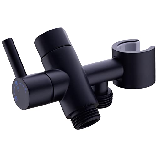 Brass Shower Arm Diverter With Handshower Mount Universal Shower Wand Holder Valve Bathroom 3-Way Universal Shower System Replacement For Handheld Shower And Fixed Shower Head,Matte Black #TOP20