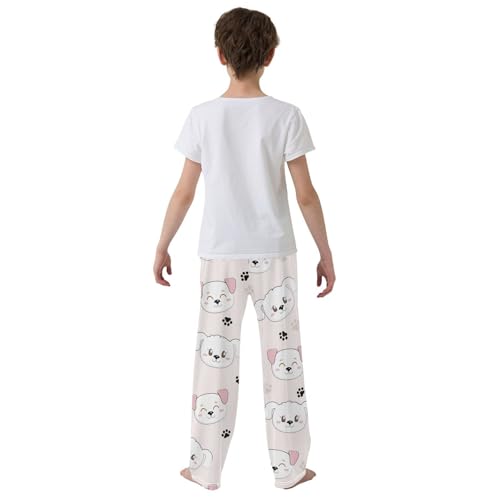 Boys' Pants Cute Animal Puppies Dogs Pink Long Bottoms Jogger Pants Elastic Waist Trousers with Pockets S-XL3