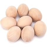 DomeStar Wooden Fake Chicken Eggs, 8PCS 2.5" Unpainted Faux Wood Eggs for Encouraging Hens to Lay