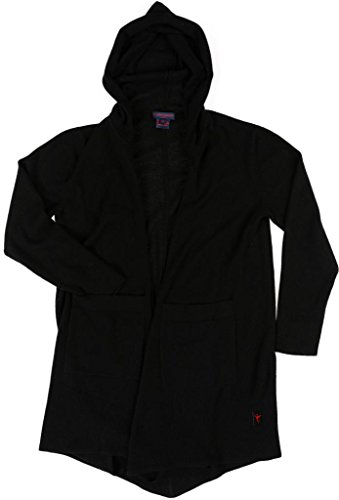 Citizen Cashmere Black Open Front Long Cardigan With Hood For Women - 100% Cashmere Long Sleeve Side Pocket Mid Length Xs 41 136-02-00 #TOP4