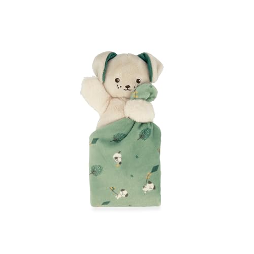 Kaloo - Weiches Stoffquadrat - Kuscheltier Hund grün - Plüschtier Baby - Quadratisch 18 x 18 cm Grün - Umweltverträgliches Material - FSC-Geschenkbox - Ab Geburt, K226001