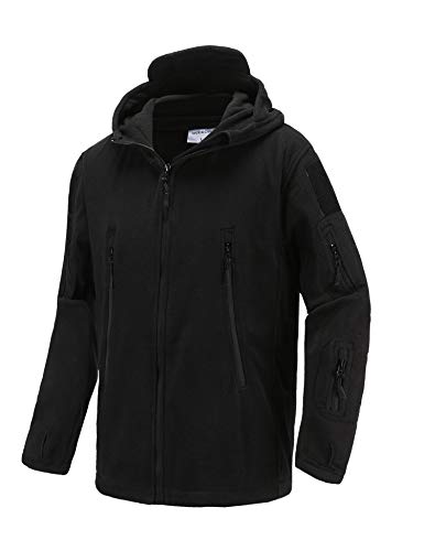 Abollria Men's Warm Military Tactical Sport Fleece Hoodie Jacket Black