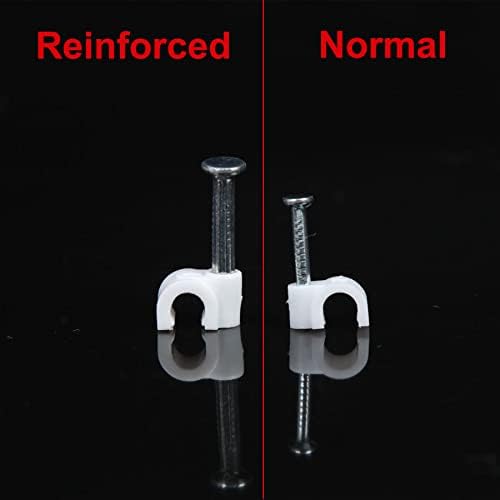 Round Cable Clips 100 Pack 4mm Wire Clips with Hardened Bold Steel Nail Pin for Electrical Wire CCTV Coax Cable RJ45 Ethernet Network Patch Management Wood Concrete Wall Outdoor Indoor (White)