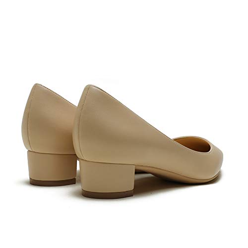 LEMUTISME Women's Classic Pointed Toe 1 Inches Comfort Slip On Low Chunky Heel Dress Pumps Shoes for Office4