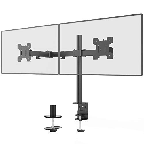 WALI Dual LCD Monitor Fully Adjustable Desk Mount Stand Fits Two Screens up to 27 inch, 17.6 lbs. Weight Capacity per Arm (M002LM), Black
